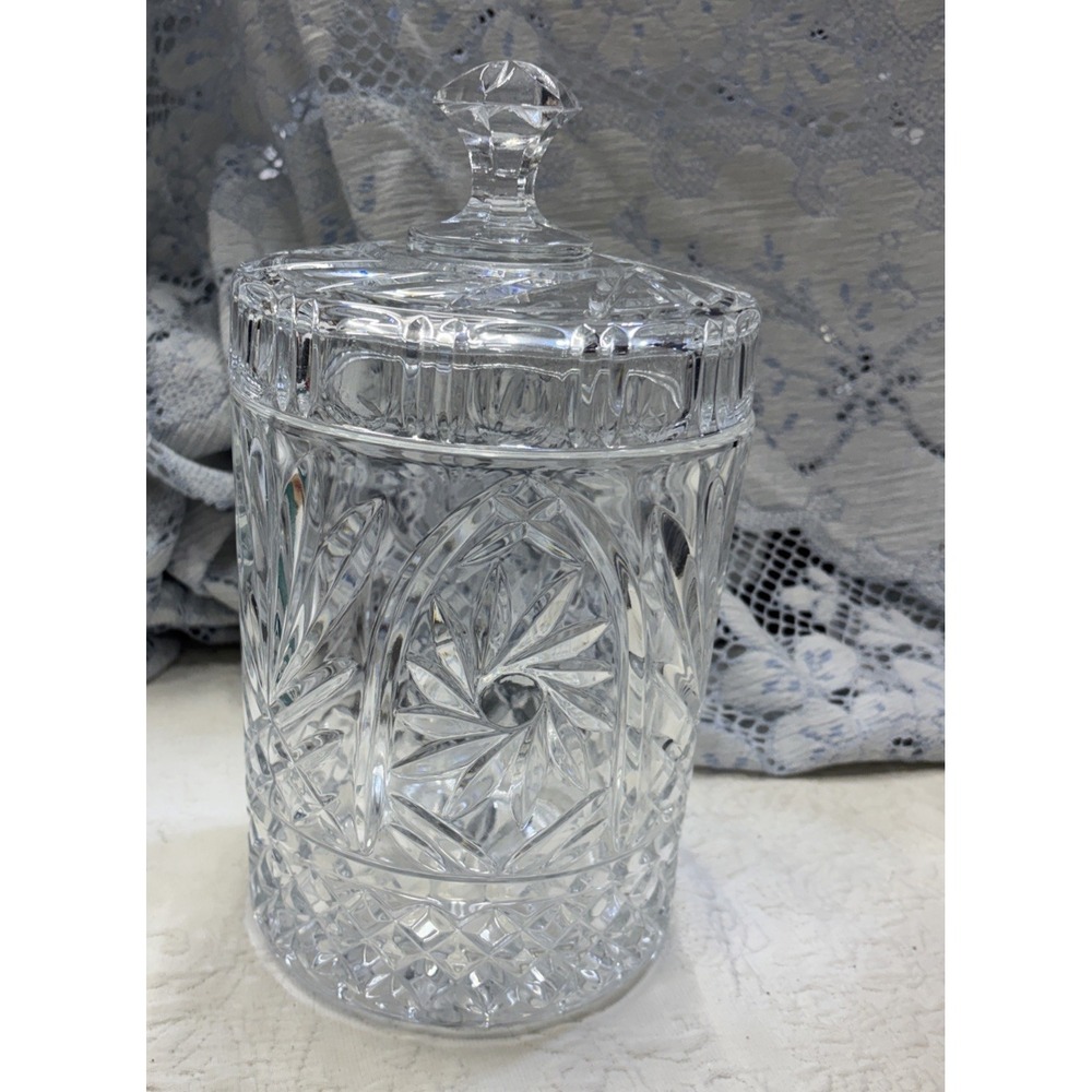 St. George Crystal - 24% Lead Crystal Sparkling Georgeous Biscuit Barrel & Lid